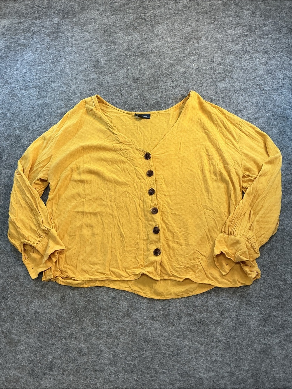 ModCloth Yellow Long Sleeve Retro Buttoned Front 1X
